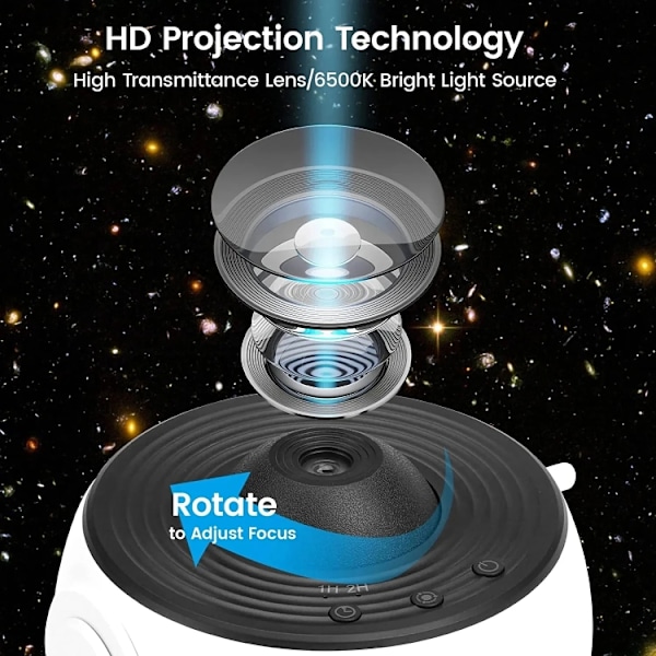 Galaxy nattlampa stjärnprojektor LED bordslampa barnrumsdekor med 12 st filmdiskar (svart)