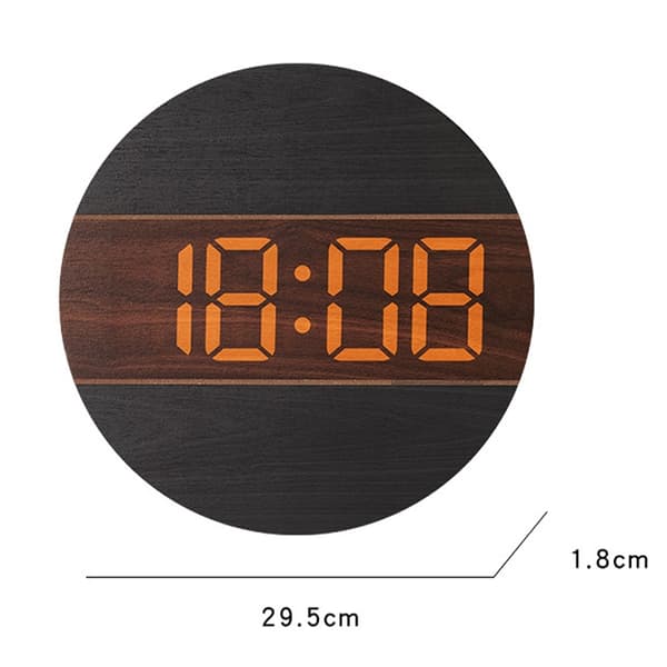 G218B Trä Vardagsrum Digital Display Klocka Heminredning Väggklocka (Svart)