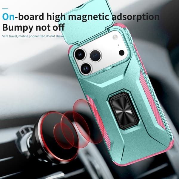 iPhone 18 Pro Max / iPhone 17 Pro Max Skal med Sliding Camshield Holder Rosa + Grågrön