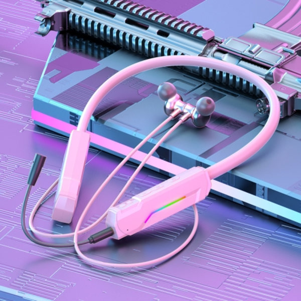K2 Bluetooth 5.2 Coola RGB-ljus hörlurar Sport nackband In-Ear hörlurar Rosa