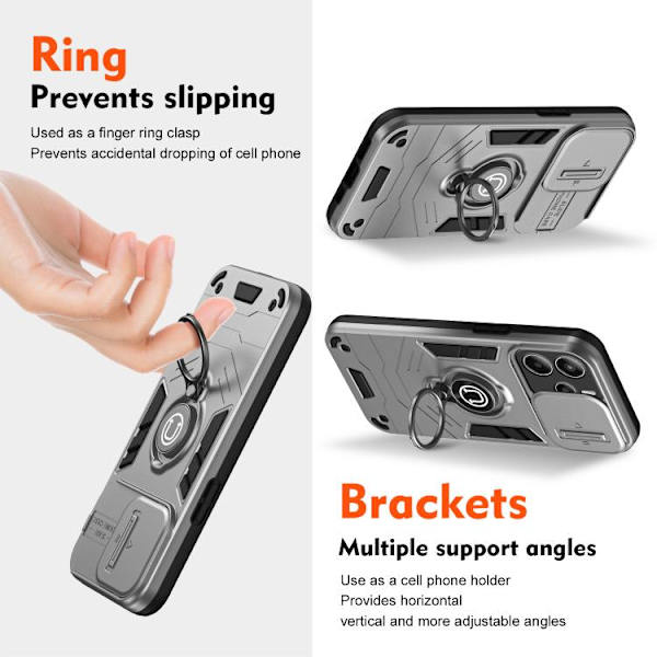 Redmi Note 14 4G - Camshield Ring Holder fodral Grå