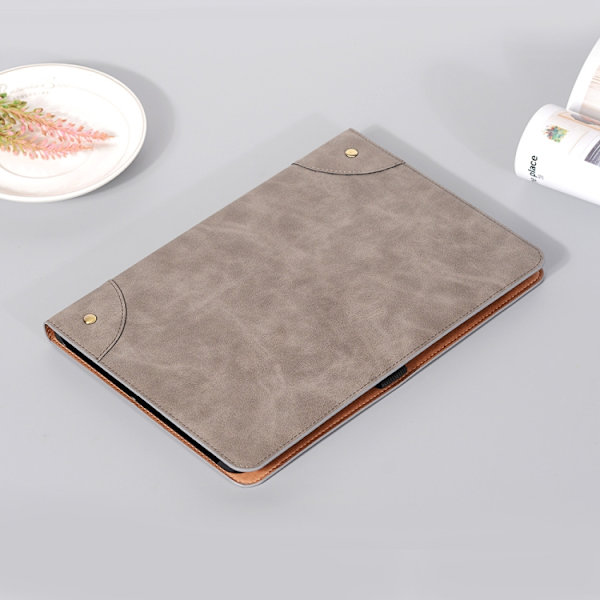 Samsung Galaxy Tab S9 FE Retro Läderfodral Grå