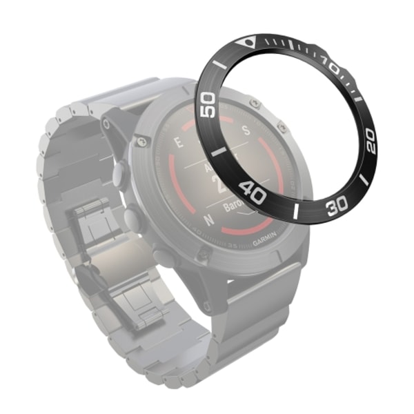 För Garmin Fenix ​​5X/5X Plus Smart Watch Steel Bezel Ring, A Version Black Ring White Letter