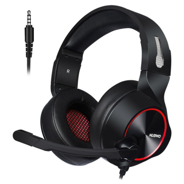 NUBWO N11 Gaming Subwoofer Hörlurar med Mikrofon, Stil: Singel 3,5 mm Svart och röd