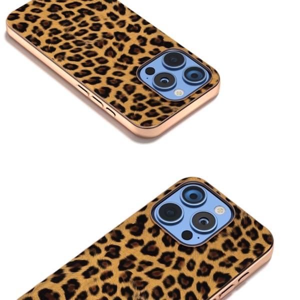 iPhone 16 Pro Leopard Print Nano Plating Skal Brun