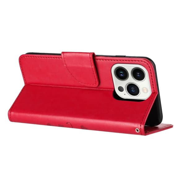 Redmi Note 14 5G - Flip Läderfodral med Fjärilsblomsterdesign Röd