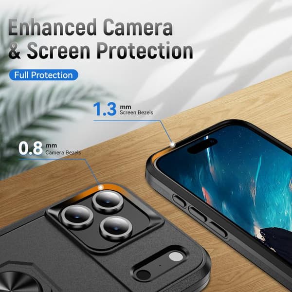 iPhone 18 Pro Max / iPhone 17 Pro Max Skal Pioneer Armor Heavy Duty PC + TPU med Hållare Svart