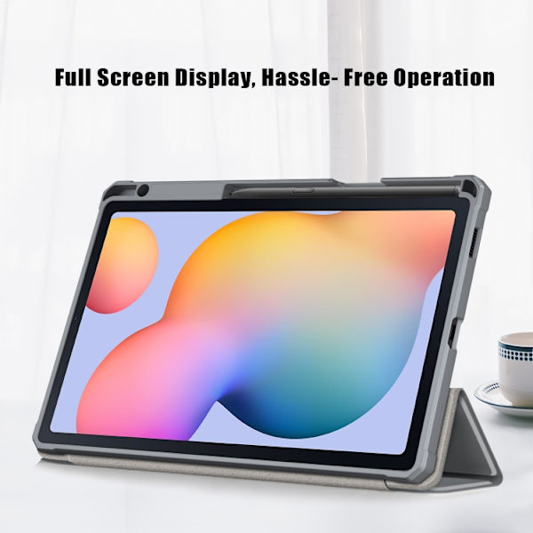 Samsung Galaxy Tab S6 Lite 3-Fold Smart Läderfodral Grå