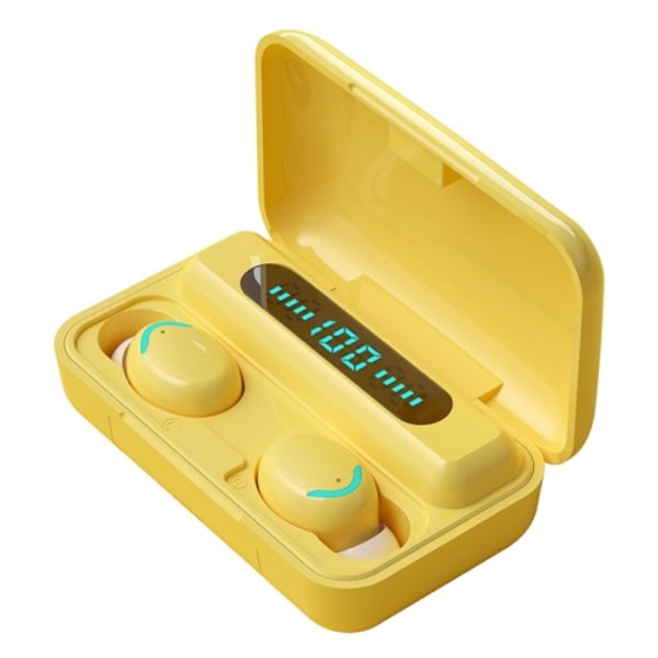 F9-5C Macaron-serie fyrstångs andningsljus + digital display brusreducerande Bluetooth-hörlurar Gul