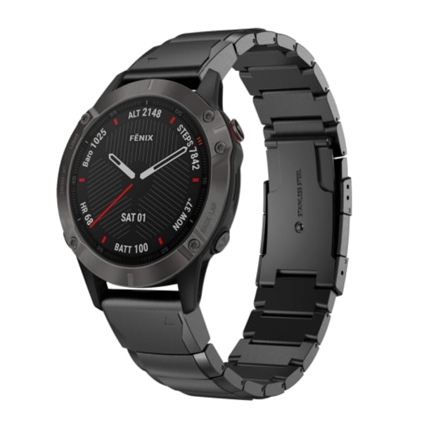 För Garmin Fenix ​​6 Sapphire GPS 22mm Tortoise Shell watch i rostfritt stål Black