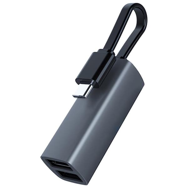 Typ-C till USB3.0 och Dubbel USB2.0 Bärbar Multifunktionell Dockningsstation Hub Adapter (Grå)