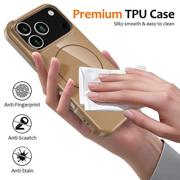 iPhone 18 Pro Max / iPhone 17 Pro Max Skal - Glansigt TPU, Stötsäker MagSafe med Lanyard Guld