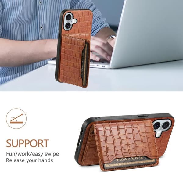 iPhone 17 Skal med Krokodiltextur och Fullt Skyddande Design Brun