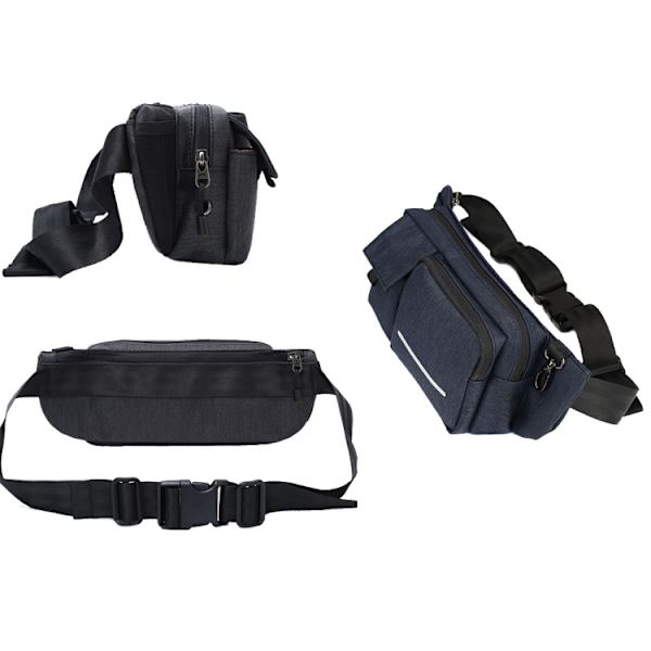 Multifunktionell vattentät midjeväska utomhus casual crossbody väska Djupblå