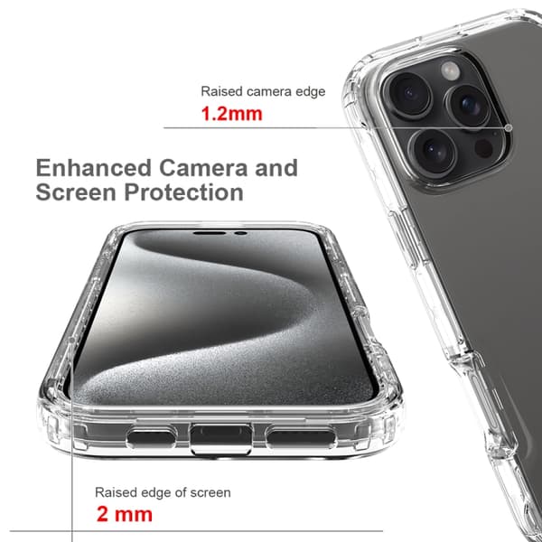 iPhone 16 Pro Skal - Klar TPU Hybrid PC Stötsäker Telefonfodral