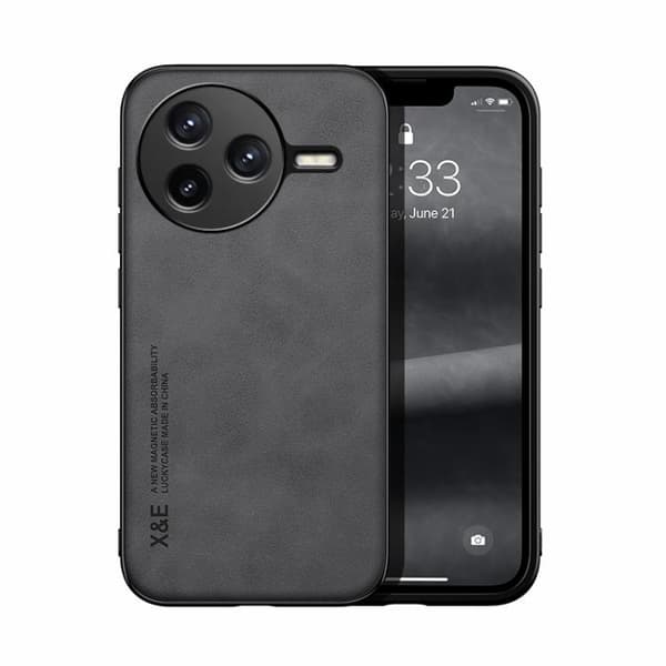 Redmi K80 Magnetisk Läderfodral - Skinnkänsla Bakskydd för Mörkgrå