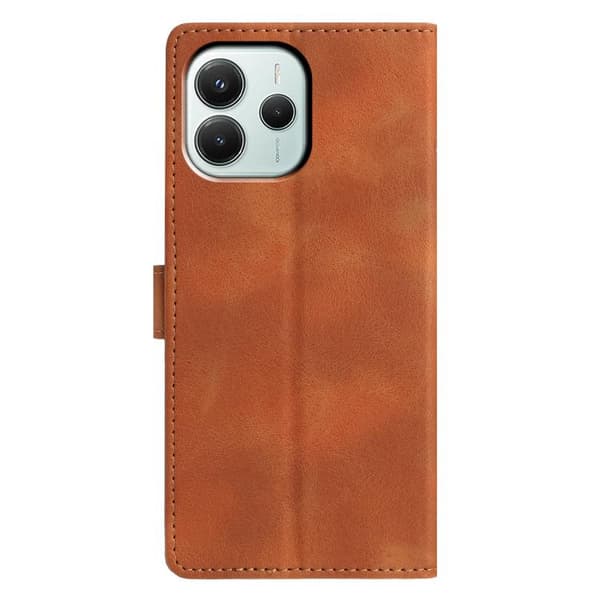 Redmi Note 14 5G - Triangulärt Prägling Läderfodral Brun