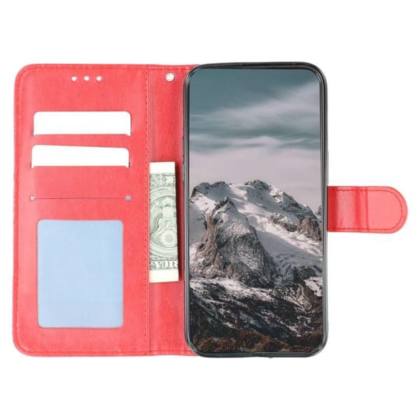 Redmi A5 4G - Sol Mandala Prägling Mönster Läderfodral Röd