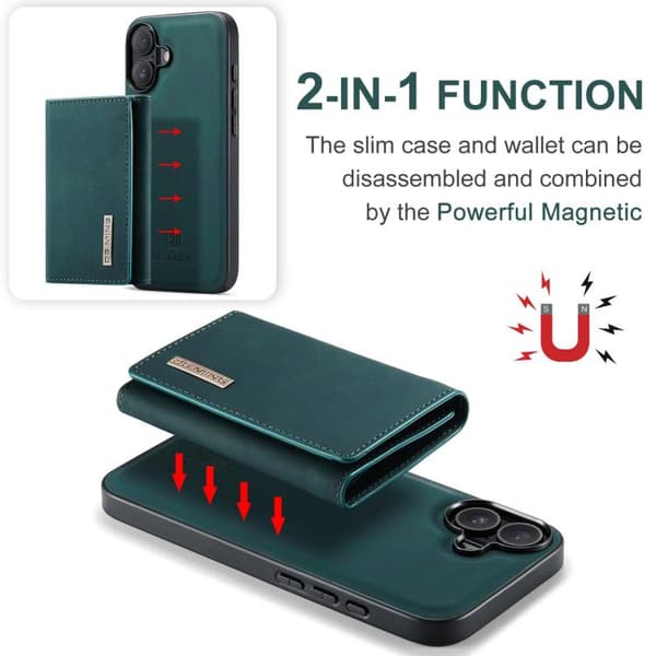 iPhone 17 Skal läderfodral DG.MING M1 Series 3-Fold Multi Card Wallet Grön