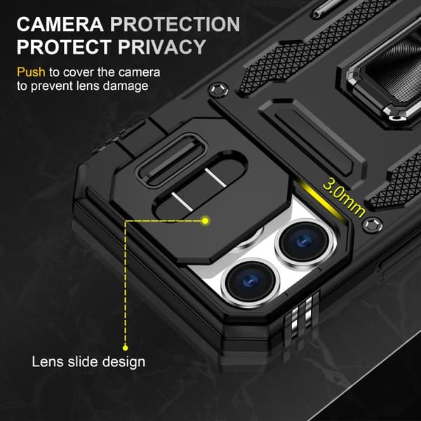 iPhone 17 Pro Skal med Armor PC + TPU Kameraskydd Svart