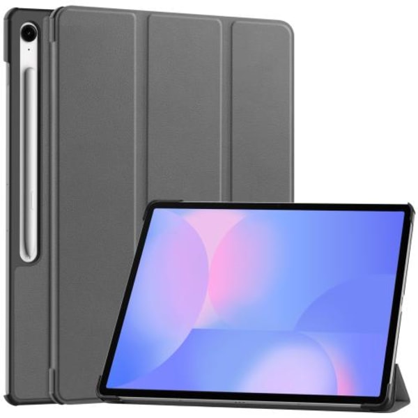 Samsung Galaxy Tab S10 FE+ Skal Custer Pure Color 3-Faldig Smart Läderfodral Grå