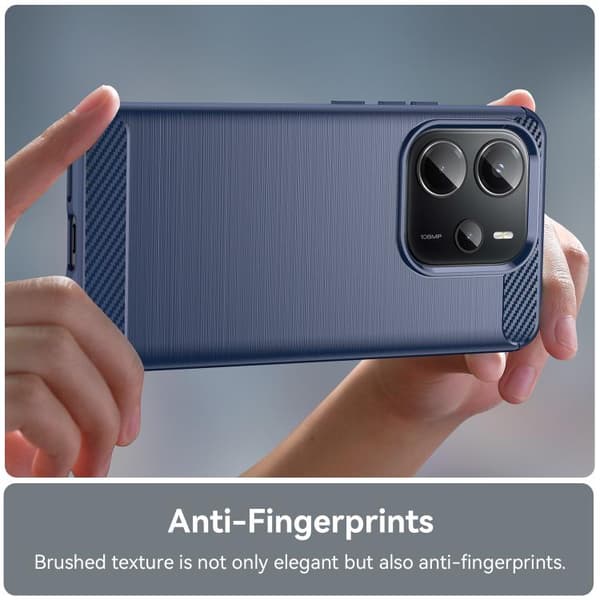 Redmi Note 14 4G - TPU fodral med Kolfiberborstad Textur Blå