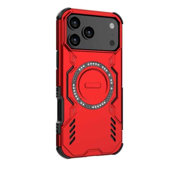 iPhone 18 Pro / iPhone 17 Pro Skal med Butterfly Armor MagSafe Magnetring och Stötskydd Röd