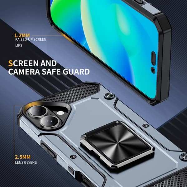 iPhone 16 Pro Max Shockproof Metall Skal - Hållbar och Stöttålig Telefonfodral Grå