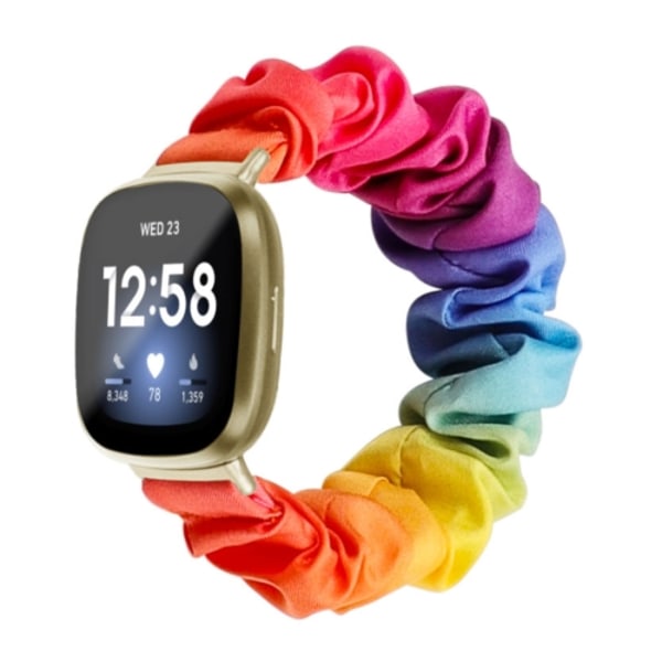 För Fitbit Versa 4 / Sense 2 Universal Hair Ring Cloth Watch Band Rainbow Colors