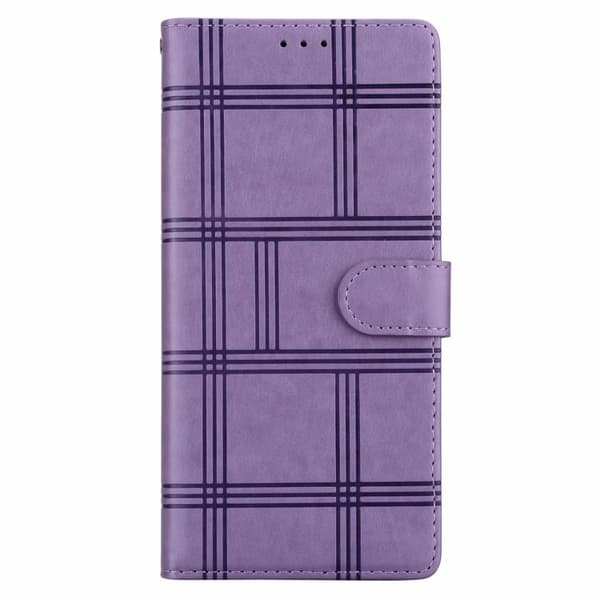 iPhone 18 Pro Max / iPhone 17 Pro Max Skal läderfodral - präglat rutmönster Purpur