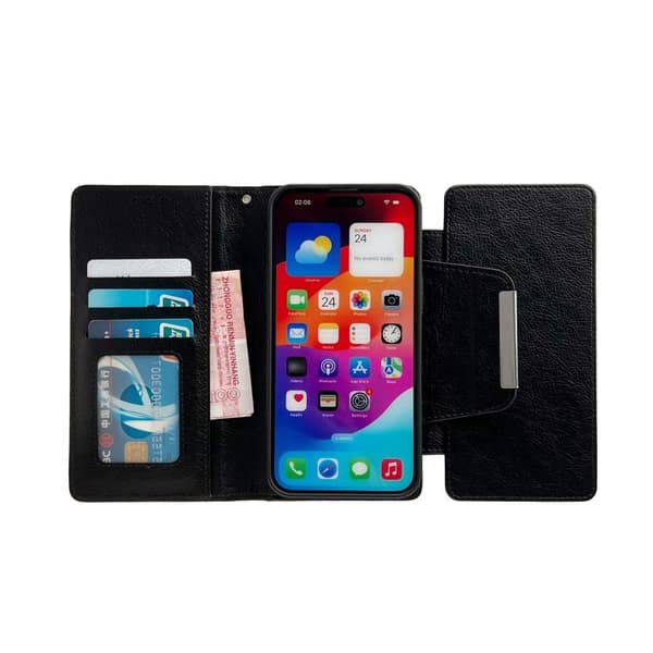 iPhone 18 Pro Max / iPhone 17 Pro Max Skal Läderfodral med Multifunktionell 7-Korts Fack Svart