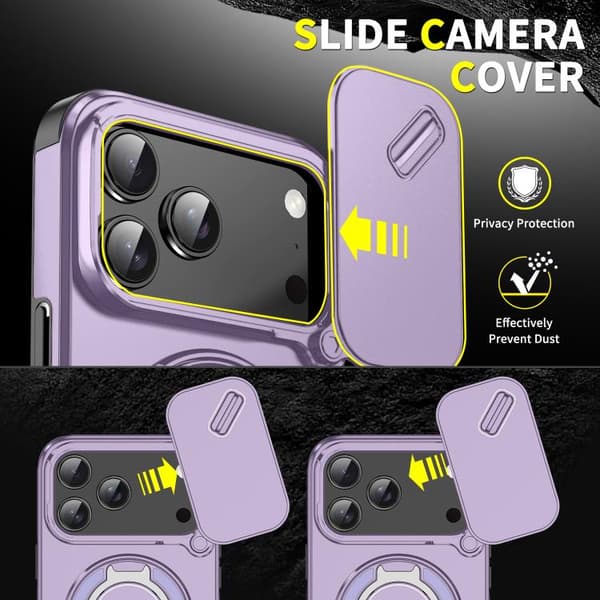 iPhone 17 Pro Max Skal med Sliding Camshield Ringhållare Purpur