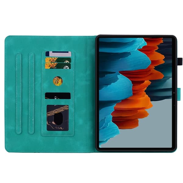 Samsung Galaxy Tab S7/S8 Lily Prägad Läderfodral Grön
