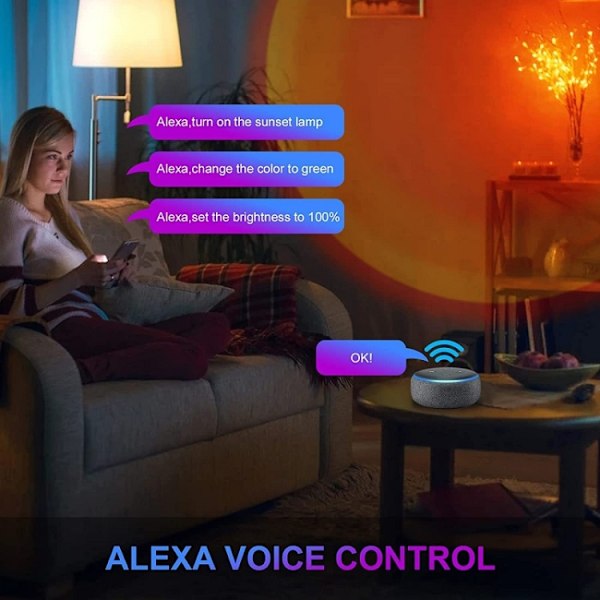 Solnedgång Bakgrund Fjärrkontroll RGB Golv Ambient Projektionsljus Bluetooth APP
