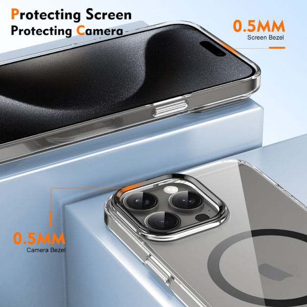 iPhone 16 Pro Ice Feel HD Transparent MagSafe PC Full Coverage Skal Svart
