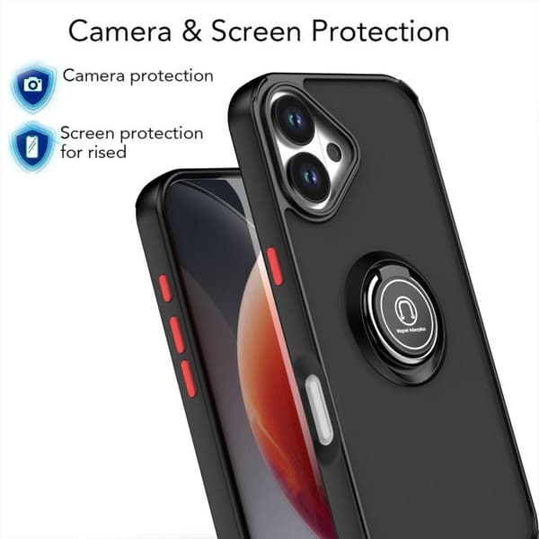 iPhone 17 Skal TPU + PC med Ring Svart + Svart