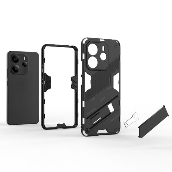 Redmi Note 14 4G - Punk Armor 2 i 1 PC + TPU Mobilskal med Ställ, Vit