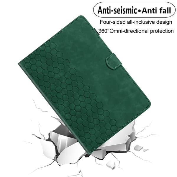 Samsung Galaxy Tab A7 Lite T220 Honeycomb Prägad Läderfodral Grön