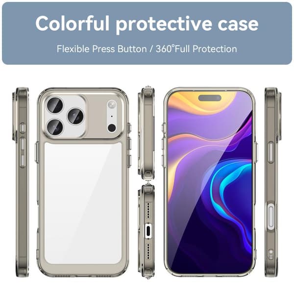 iPhone 18 Pro / iPhone 17 Pro Skal - Färgglad Serie av Akryl + TPU Transparent grå