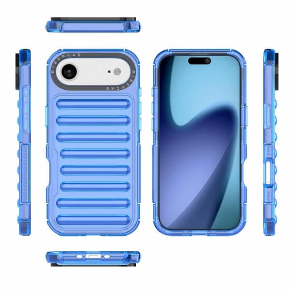 iPhone 17 Air Skal - hög transparens TPU hybrid PC med luftkudde Transparent blå
