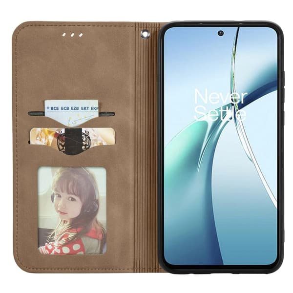 Redmi Note 14 4G - Retro Skinnkänsla Magnetisk Flip Läderfodral Brun