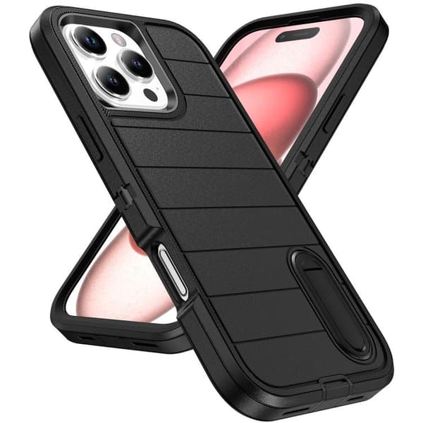 iPhone 16 Pro Max Skal Defender Gen2 - Robust PC + Silikon Skal med Hållare Svart