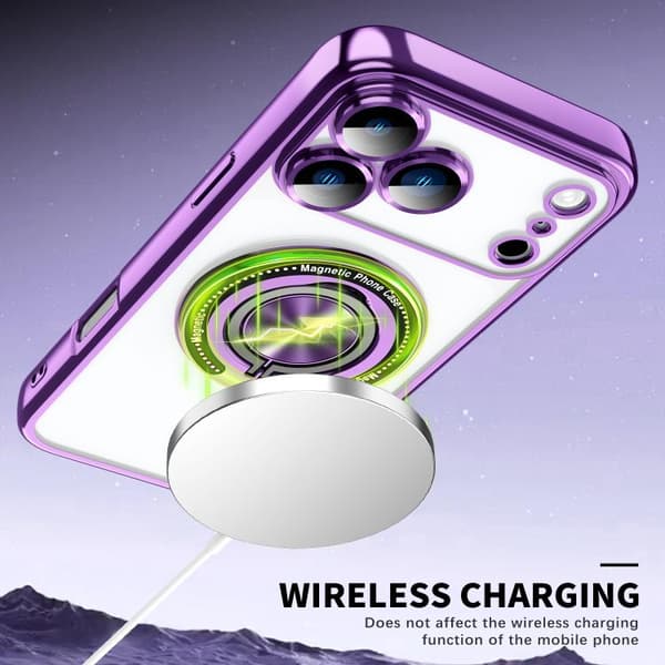 iPhone 17 Pro Färgglad 360 Unsynlig Ring MagSafe Skal Silver