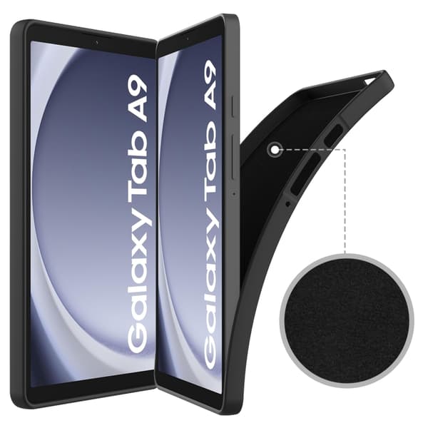 Samsung Galaxy Tab A9 Skal i Ren Färg, Flytande Silikon, Stötsäker Svart