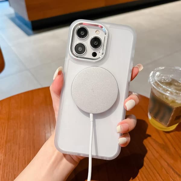 iPhone 16 Pro Transparent MagSafe Magnetisk Hållare Skal Blå