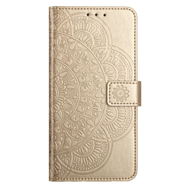 Redmi Note 14 4G - Blommig Prägad Läderfodral Guld