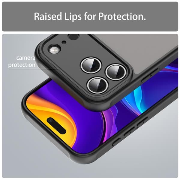 iPhone 18 Pro Max / iPhone 17 Pro Max Dun Series TPU Hybrid PC Frostad Skal Svart