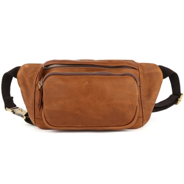 6364 Herr Casual Messenger Bröstväska Retro Läder Multifunktionell Midjeväska Brun