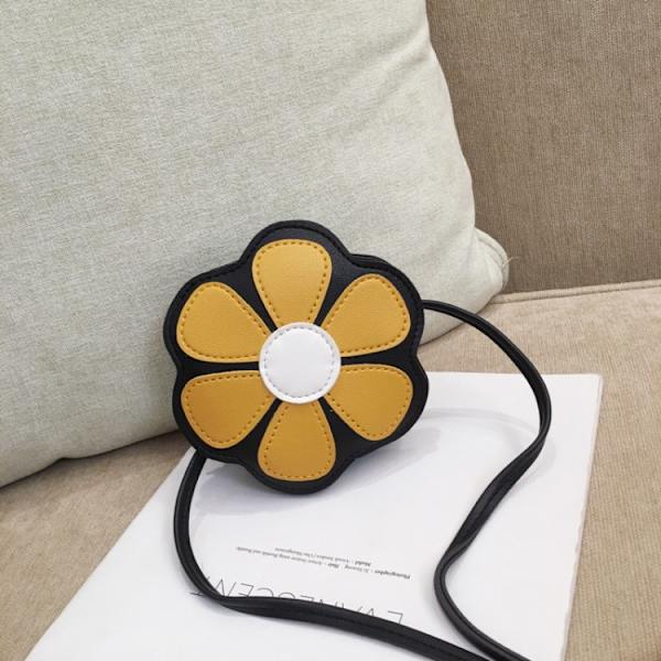Mini Messenger Bag Söt Blommig Barn Små Myntväskor Barn Handväskor Axelväskor Gul