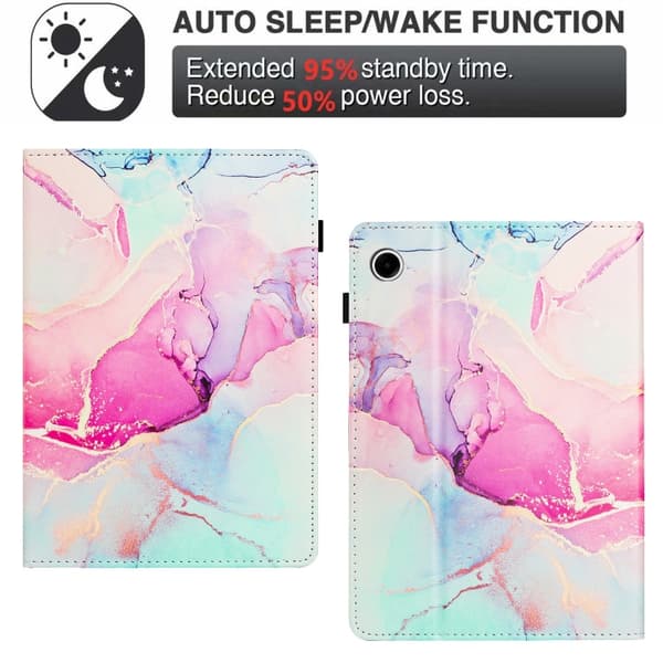 Samsung Galaxy Tab A9+ / A11+ Marble Litchi Läderfodral Rosa